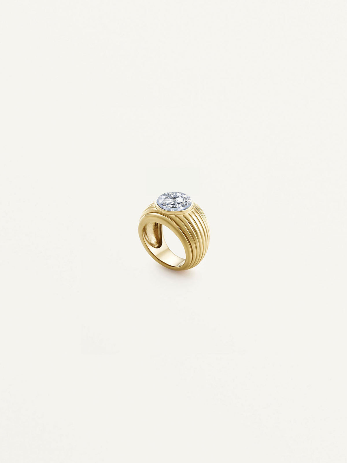 Wave Motion Signet Ring White topaz